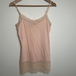 Y2K Lace Trim Tank White House Black Market Size Medium Blush Pink‎